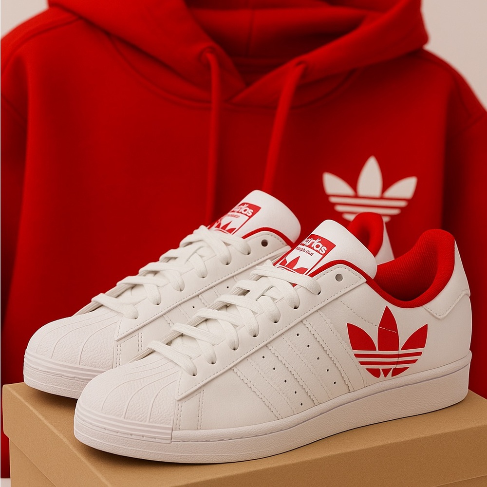 Adidas Classic White and Red Sneakers